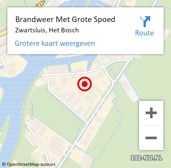 Locatie op kaart van de 112 melding: Brandweer Met Grote Spoed Naar Zwartsluis, Het Bosch op 13 januari 2023 16:01