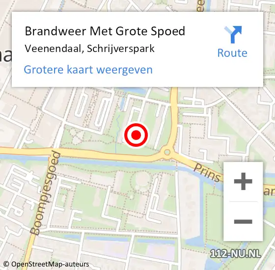 Locatie op kaart van de 112 melding: Brandweer Met Grote Spoed Naar Veenendaal, Schrijverspark op 13 januari 2023 16:02