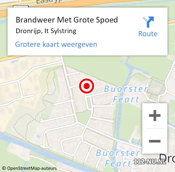 Locatie op kaart van de 112 melding: Brandweer Met Grote Spoed Naar Dronrijp, It Sylstring op 13 januari 2023 16:11