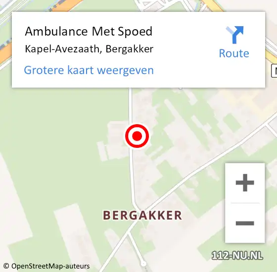 Locatie op kaart van de 112 melding: Ambulance Met Spoed Naar Kapel-Avezaath, Bergakker op 13 januari 2023 16:15