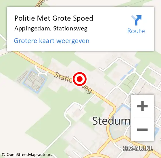 Locatie op kaart van de 112 melding: Politie Met Grote Spoed Naar Appingedam, Stationsweg op 13 januari 2023 16:38