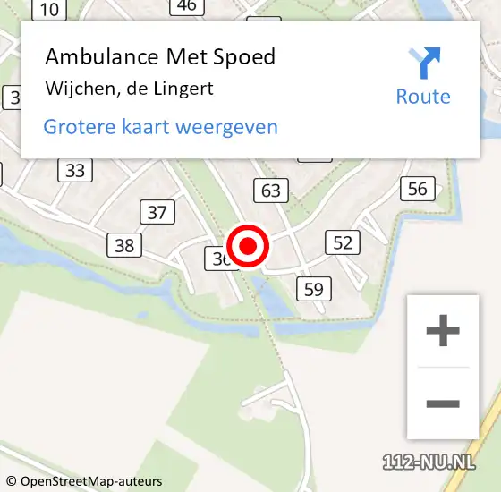 Locatie op kaart van de 112 melding: Ambulance Met Spoed Naar Wijchen, de Lingert op 13 januari 2023 16:47