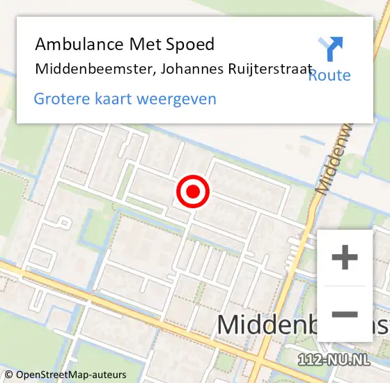 Locatie op kaart van de 112 melding: Ambulance Met Spoed Naar Middenbeemster, Johannes Ruijterstraat op 13 januari 2023 17:03