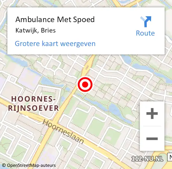 Locatie op kaart van de 112 melding: Ambulance Met Spoed Naar Katwijk, Bries op 13 januari 2023 17:19