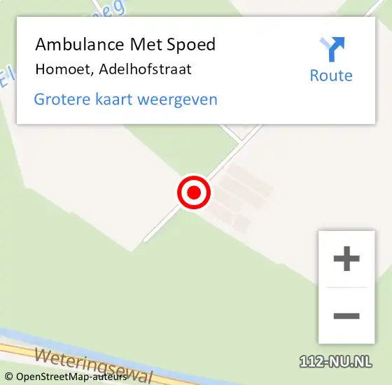 Locatie op kaart van de 112 melding: Ambulance Met Spoed Naar Homoet, Adelhofstraat op 12 augustus 2014 03:40