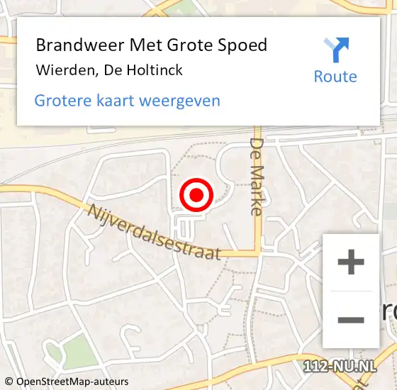 Locatie op kaart van de 112 melding: Brandweer Met Grote Spoed Naar Wierden, De Holtinck op 13 januari 2023 17:39