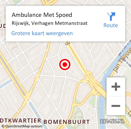 Locatie op kaart van de 112 melding: Ambulance Met Spoed Naar Rijswijk, Verhagen Metmanstraat op 13 januari 2023 17:43