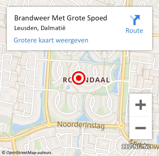 Locatie op kaart van de 112 melding: Brandweer Met Grote Spoed Naar Leusden, Dalmatië op 13 januari 2023 17:49