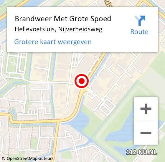 Locatie op kaart van de 112 melding: Brandweer Met Grote Spoed Naar Hellevoetsluis, Nijverheidsweg op 13 januari 2023 17:59