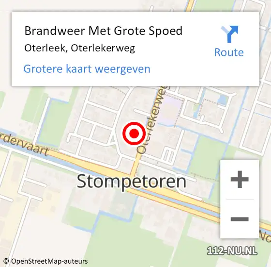 Locatie op kaart van de 112 melding: Brandweer Met Grote Spoed Naar Oterleek, Oterlekerweg op 13 januari 2023 18:00