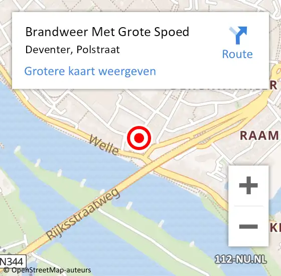 Locatie op kaart van de 112 melding: Brandweer Met Grote Spoed Naar Deventer, Polstraat op 13 januari 2023 18:37