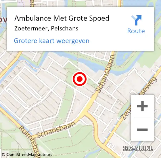 Locatie op kaart van de 112 melding: Ambulance Met Grote Spoed Naar Zoetermeer, Pelschans op 13 januari 2023 18:45