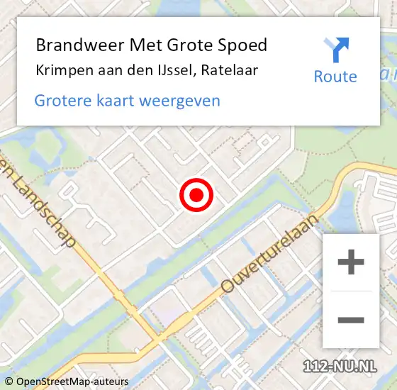 Locatie op kaart van de 112 melding: Brandweer Met Grote Spoed Naar Krimpen aan den IJssel, Ratelaar op 13 januari 2023 18:51