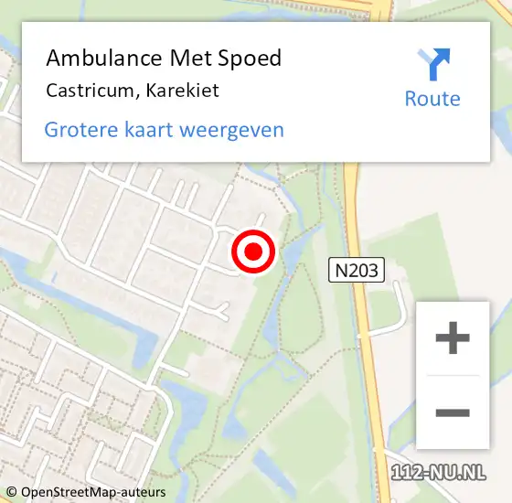 Locatie op kaart van de 112 melding: Ambulance Met Spoed Naar Castricum, Karekiet op 13 januari 2023 18:57