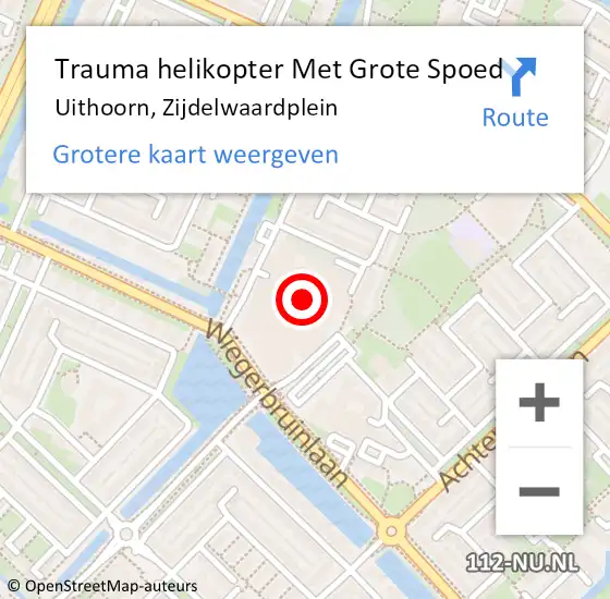 Locatie op kaart van de 112 melding: Trauma helikopter Met Grote Spoed Naar Uithoorn, Zijdelwaardplein op 13 januari 2023 19:01