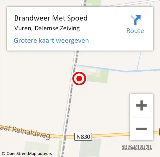 Locatie op kaart van de 112 melding: Brandweer Met Spoed Naar Vuren, Dalemse Zeiving op 13 januari 2023 19:10