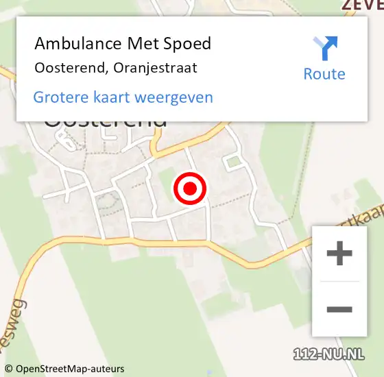 Locatie op kaart van de 112 melding: Ambulance Met Spoed Naar Oosterend, Oranjestraat op 13 januari 2023 19:25