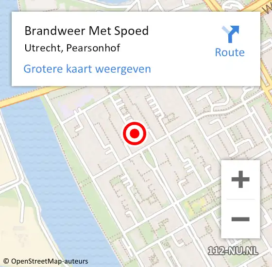 Locatie op kaart van de 112 melding: Brandweer Met Spoed Naar Utrecht, Pearsonhof op 13 januari 2023 19:27