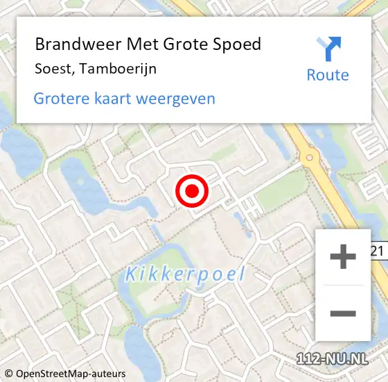 Locatie op kaart van de 112 melding: Brandweer Met Grote Spoed Naar Soest, Tamboerijn op 13 januari 2023 19:56