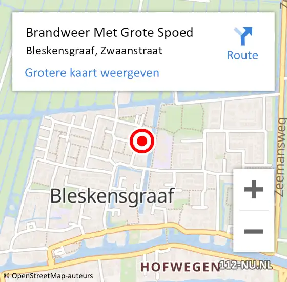 Locatie op kaart van de 112 melding: Brandweer Met Grote Spoed Naar Bleskensgraaf, Zwaanstraat op 13 januari 2023 20:06