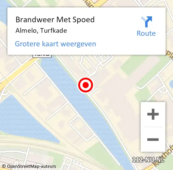 Locatie op kaart van de 112 melding: Brandweer Met Spoed Naar Almelo, Turfkade op 13 januari 2023 20:10