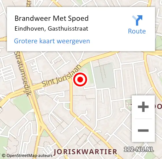 Locatie op kaart van de 112 melding: Brandweer Met Spoed Naar Eindhoven, Gasthuisstraat op 13 januari 2023 20:12