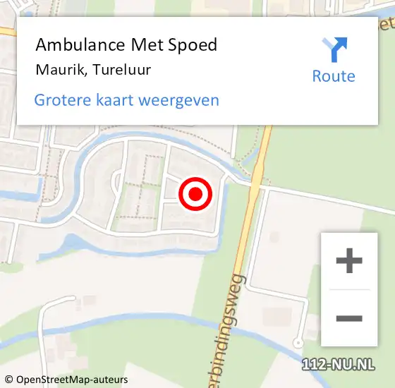 Locatie op kaart van de 112 melding: Ambulance Met Spoed Naar Maurik, Tureluur op 13 januari 2023 20:20