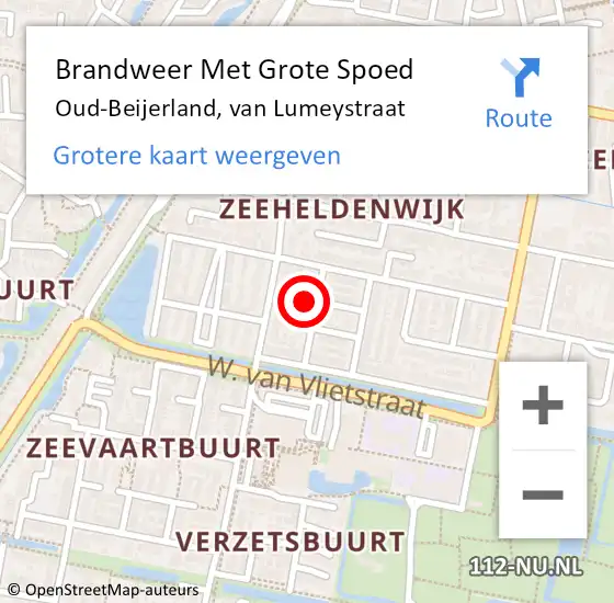 Locatie op kaart van de 112 melding: Brandweer Met Grote Spoed Naar Oud-Beijerland, van Lumeystraat op 13 januari 2023 20:31