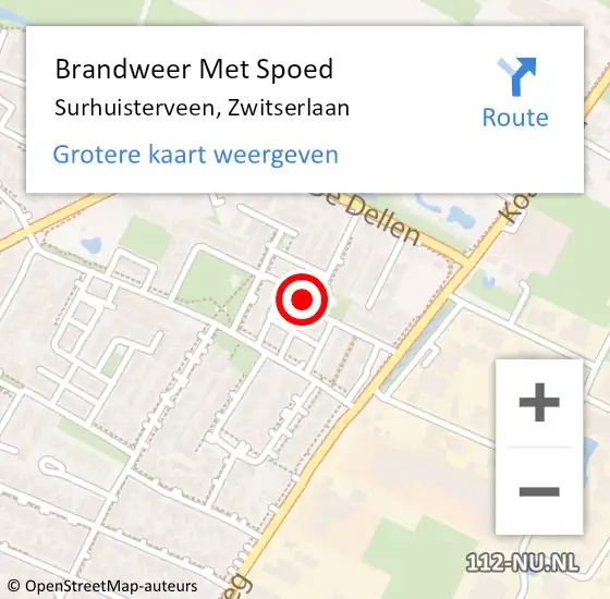 Locatie op kaart van de 112 melding: Brandweer Met Spoed Naar Surhuisterveen, Zwitserlaan op 13 januari 2023 21:22