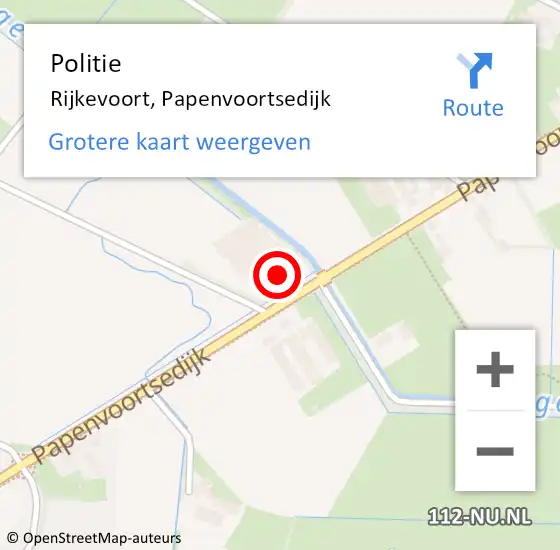 Locatie op kaart van de 112 melding: Politie Rijkevoort, Papenvoortsedijk op 13 januari 2023 21:41