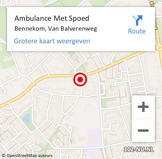 Locatie op kaart van de 112 melding: Ambulance Met Spoed Naar Bennekom, Van Balverenweg op 13 januari 2023 21:46