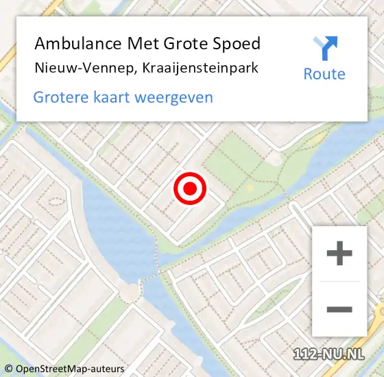 Locatie op kaart van de 112 melding: Ambulance Met Grote Spoed Naar Nieuw-Vennep, Kraaijensteinpark op 13 januari 2023 22:01