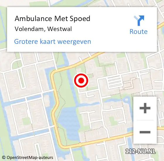 Locatie op kaart van de 112 melding: Ambulance Met Spoed Naar Volendam, Westwal op 13 januari 2023 22:09