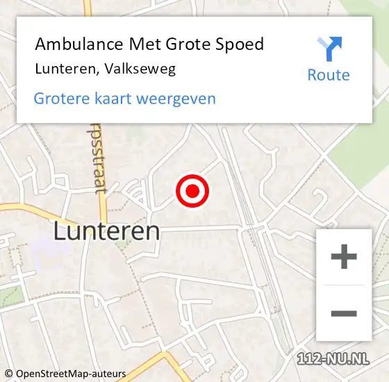 Locatie op kaart van de 112 melding: Ambulance Met Grote Spoed Naar Lunteren, Valkseweg op 13 januari 2023 22:19