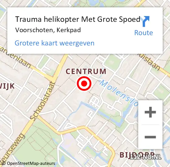 Locatie op kaart van de 112 melding: Trauma helikopter Met Grote Spoed Naar Voorschoten, Kerkpad op 13 januari 2023 22:30