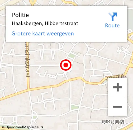 Locatie op kaart van de 112 melding: Politie Haaksbergen, Hibbertsstraat op 13 januari 2023 22:33