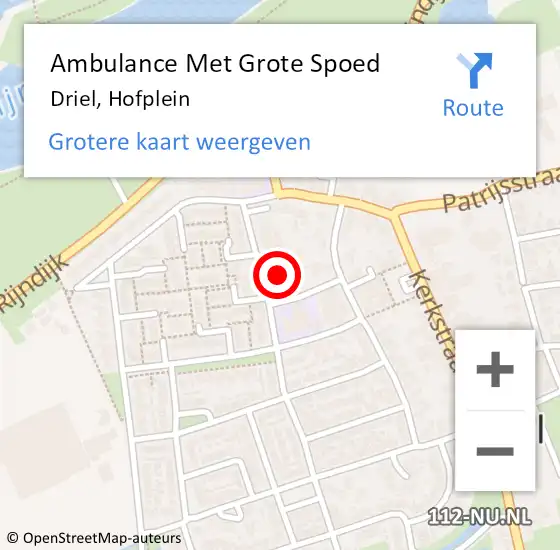 Locatie op kaart van de 112 melding: Ambulance Met Grote Spoed Naar Driel, Hofplein op 13 januari 2023 22:34