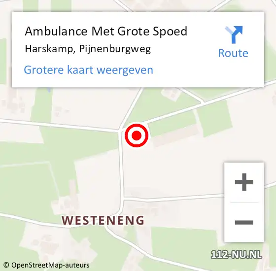 Locatie op kaart van de 112 melding: Ambulance Met Grote Spoed Naar Harskamp, Pijnenburgweg op 13 januari 2023 23:33