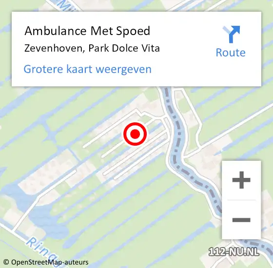 Locatie op kaart van de 112 melding: Ambulance Met Spoed Naar Zevenhoven, Park Dolce Vita op 13 januari 2023 23:45