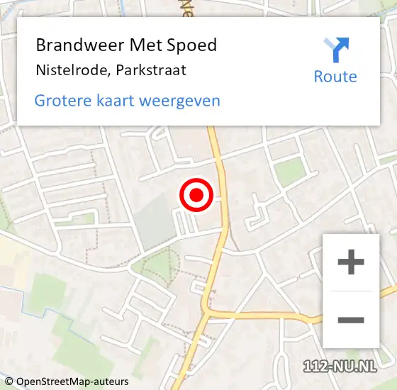 Locatie op kaart van de 112 melding: Brandweer Met Spoed Naar Nistelrode, Parkstraat op 13 januari 2023 23:48