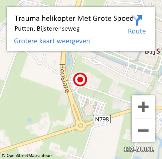 Locatie op kaart van de 112 melding: Trauma helikopter Met Grote Spoed Naar Putten, Bijsterenseweg op 14 januari 2023 00:20