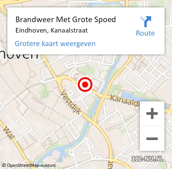 Locatie op kaart van de 112 melding: Brandweer Met Grote Spoed Naar Eindhoven, Kanaalstraat op 14 januari 2023 00:20