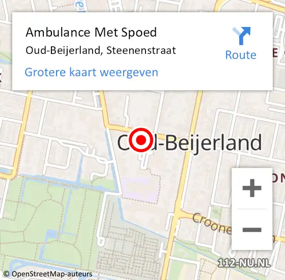 Locatie op kaart van de 112 melding: Ambulance Met Spoed Naar Oud-Beijerland, Steenenstraat op 14 januari 2023 00:40