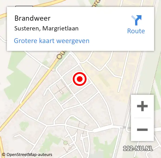 Locatie op kaart van de 112 melding: Brandweer Susteren, Margrietlaan op 12 augustus 2014 06:14