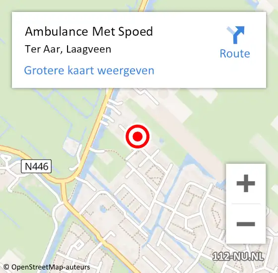 Locatie op kaart van de 112 melding: Ambulance Met Spoed Naar Ter Aar, Laagveen op 14 januari 2023 01:40