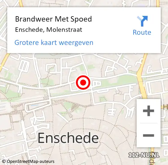 Locatie op kaart van de 112 melding: Brandweer Met Spoed Naar Enschede, Molenstraat op 14 januari 2023 02:08