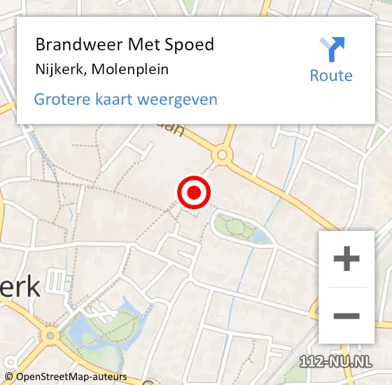 Locatie op kaart van de 112 melding: Brandweer Met Spoed Naar Nijkerk, Molenplein op 14 januari 2023 02:48