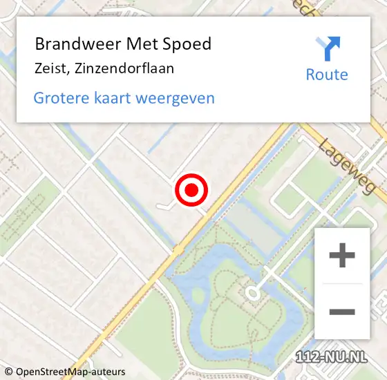 Locatie op kaart van de 112 melding: Brandweer Met Spoed Naar Zeist, Zinzendorflaan op 14 januari 2023 03:21