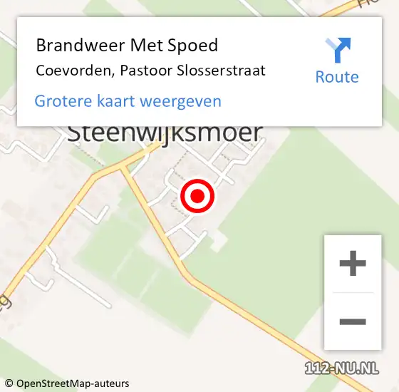 Locatie op kaart van de 112 melding: Brandweer Met Spoed Naar Coevorden, Pastoor Slosserstraat op 14 januari 2023 03:46