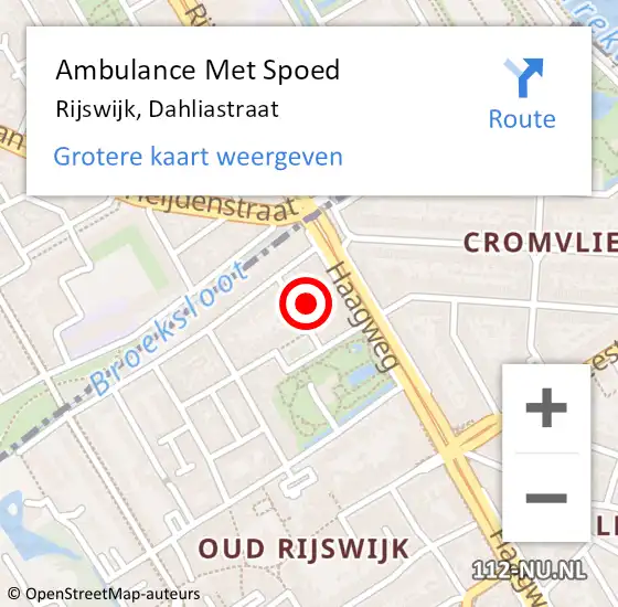 Locatie op kaart van de 112 melding: Ambulance Met Spoed Naar Rijswijk, Dahliastraat op 14 januari 2023 03:55